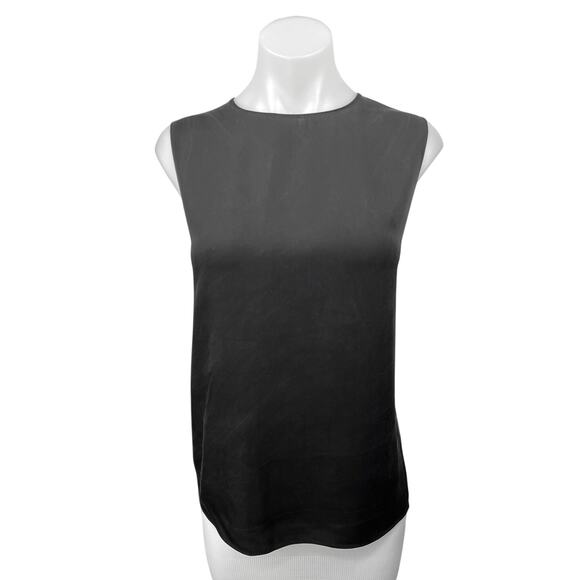 Theory 100% Silk Black Straight Shell Modern Georgette Sleeveless Blouse Top XL - Picture 1 of 4